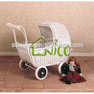 hot sale outdoor white rattan baby stroller